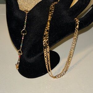 18k Gold Plated Necklace and 18k Gold Plated Multicolor Heart Bracelet Set